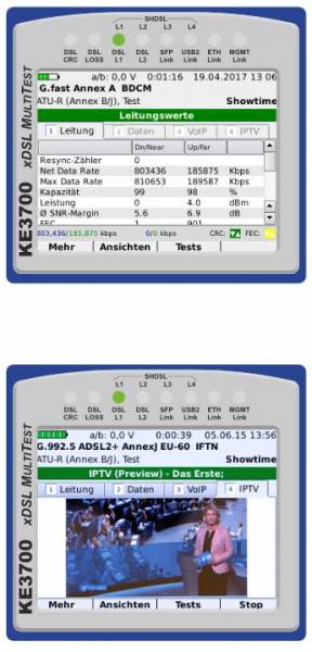 KE3700 xDSL MultiTest Anzeige KE3700 xDSL MultiTest Anzeige
